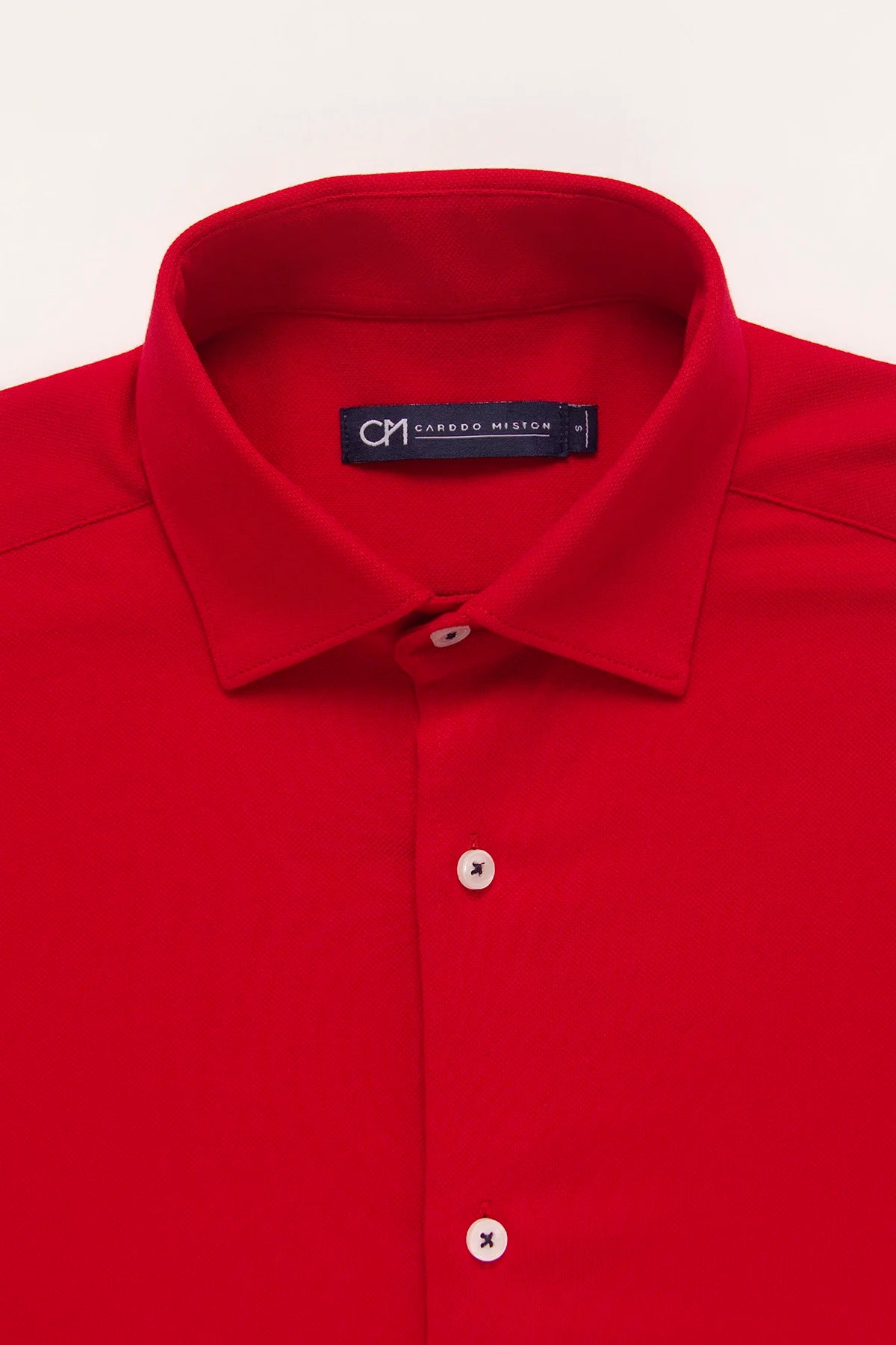 Camisa Piqué Botón Contraste Algodón Rojo